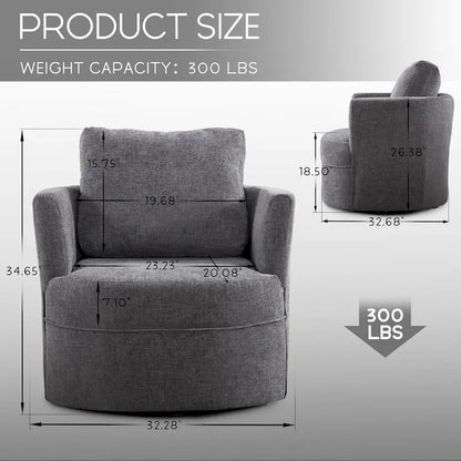 HOMYKA Swivel Accent Barrel Chair Round Arm Chair with Pillow