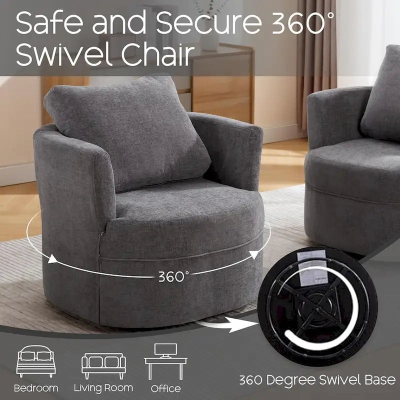 HOMYKA Swivel Accent Barrel Chair Round Arm Chair with Pillow