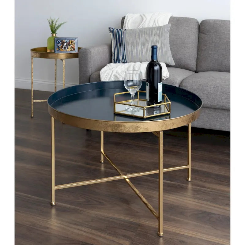 Kate and Laurel Celia Round Metal Coffee Table - 28.25x28.25x19