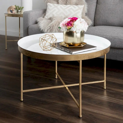 Kate and Laurel Celia Round Metal Coffee Table - 28.25x28.25x19