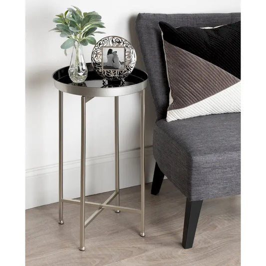 Kate and Laurel Celia Round Metal Foldable Tray Table - 14x14x25.75