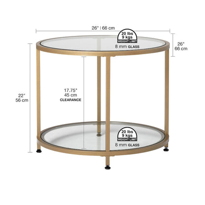 Carbon Loft Heimlich Glass with Metal Frame Round Modern Glass End Table