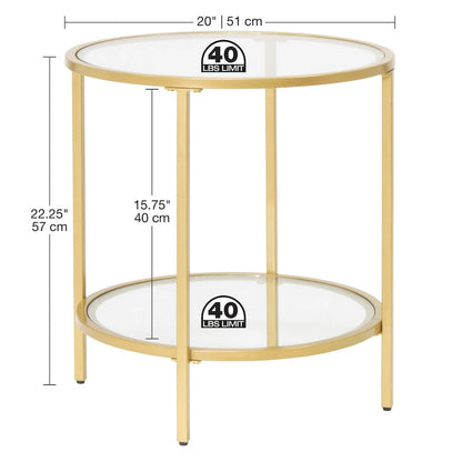 Carbon Loft Heimlich Glass with Metal Frame Round Modern Glass End Table