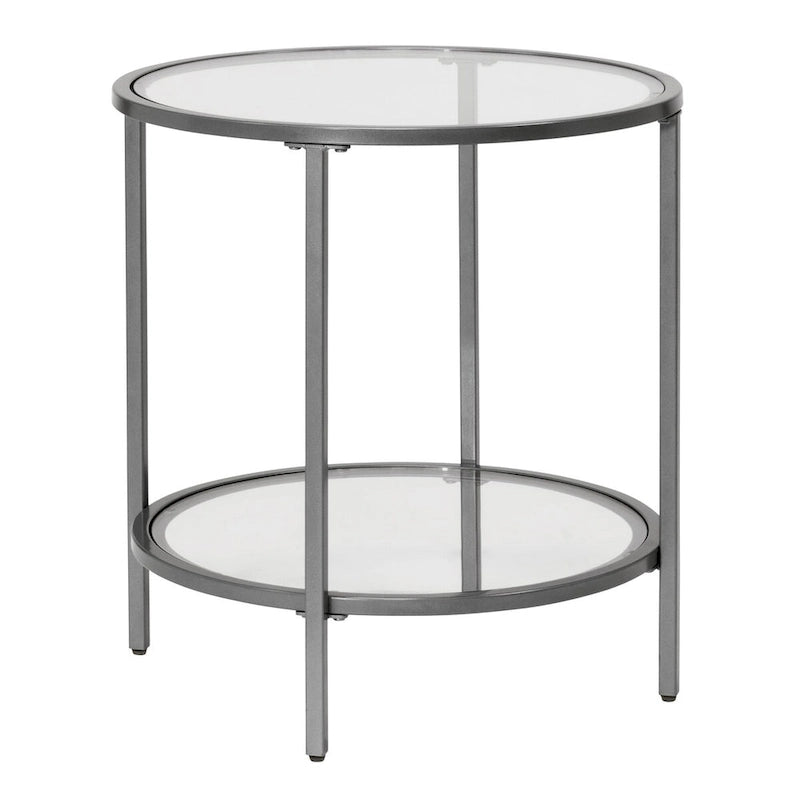 Carbon Loft Heimlich Glass with Metal Frame Round Modern Glass End Table