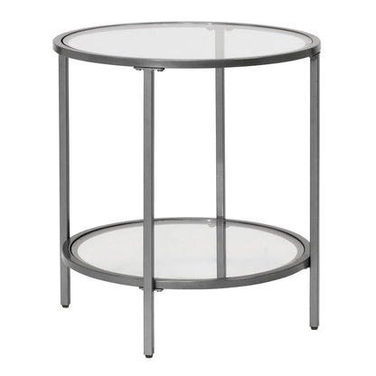 Carbon Loft Heimlich Glass with Metal Frame Round Modern Glass End Table