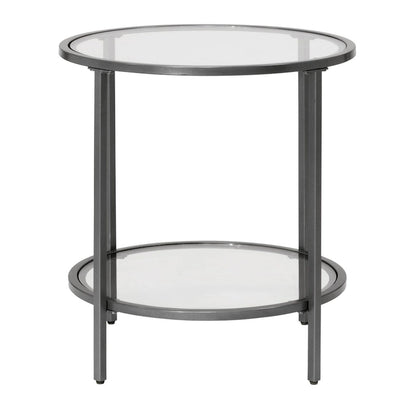 Carbon Loft Heimlich Glass with Metal Frame Round Modern Glass End Table