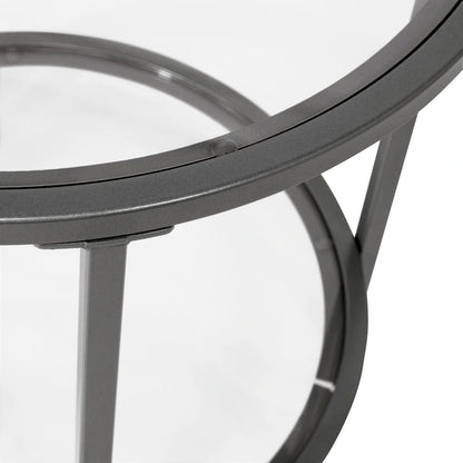 Carbon Loft Heimlich Glass with Metal Frame Round Modern Glass End Table