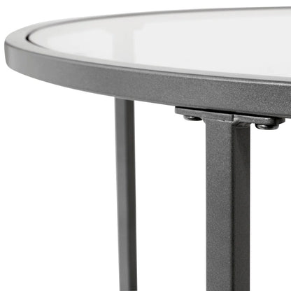 Carbon Loft Heimlich Glass with Metal Frame Round Modern Glass End Table
