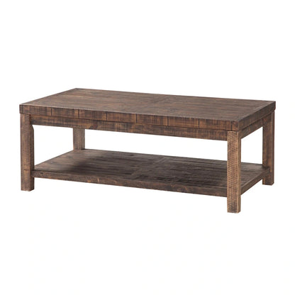 Wooden Coffee Table with One Shelf, Taupe Brown