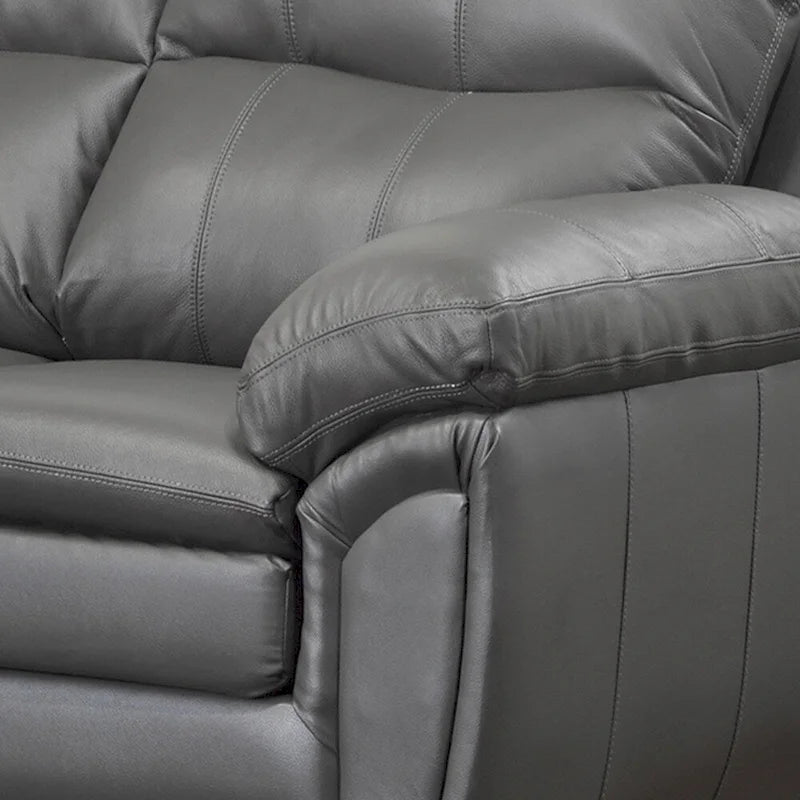 Marcus Premium Grey Top Grain Leather Sofa and Chair Set