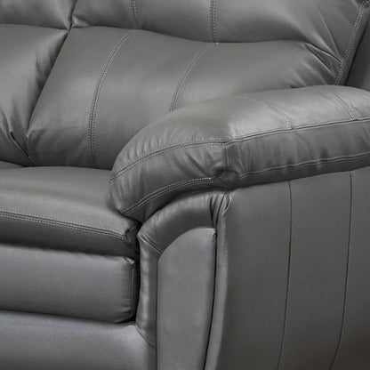 Marcus Premium Grey Top Grain Leather Sofa and Chair Set