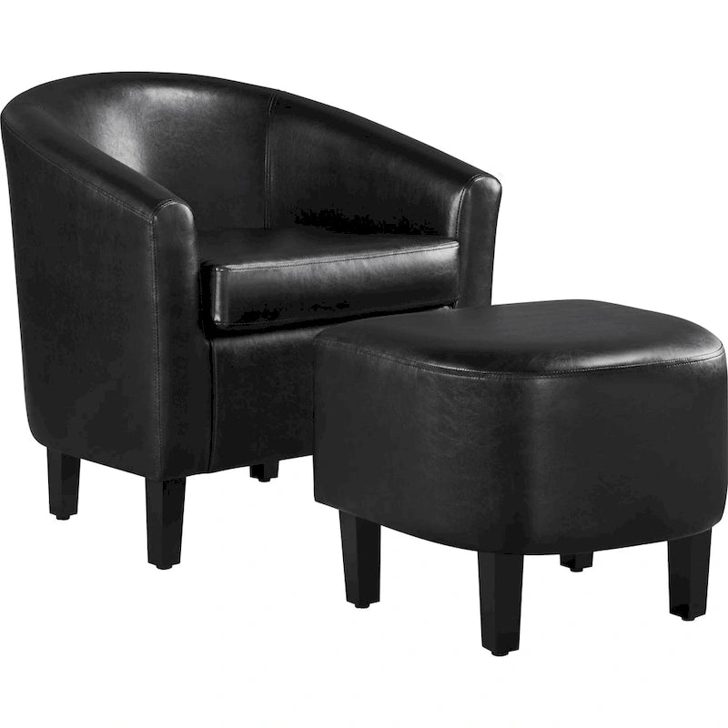 Yaheetech Accent Chair Faux Leather Club Chair and Ottoman Set
