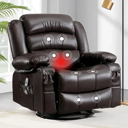 Modern Manual Swivel Rocker Recliner Chair, Massage Heated Chair