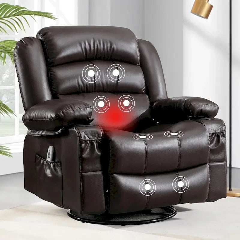 Modern Manual Swivel Rocker Recliner Chair, Massage Heated Chair