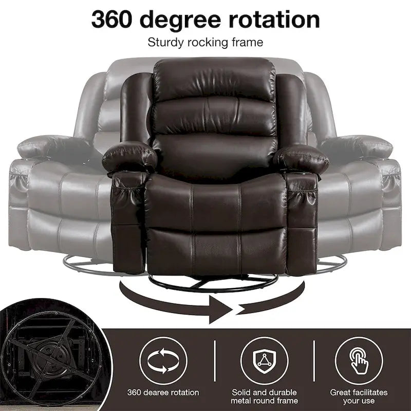 Modern Manual Swivel Rocker Recliner Chair, Massage Heated Chair