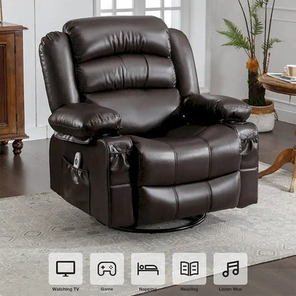 Modern Manual Swivel Rocker Recliner Chair, Massage Heated Chair