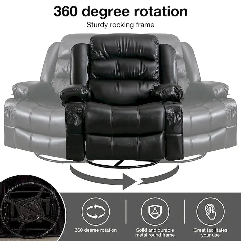 Modern Manual Swivel Rocker Recliner Chair, Massage Heated Chair