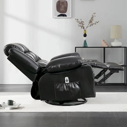 Modern Manual Swivel Rocker Recliner Chair, Massage Heated Chair