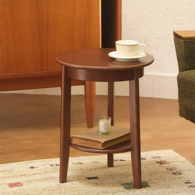 2-Tier End Table Wooden Side Table - 15.35D x 15.35W x 19.69H