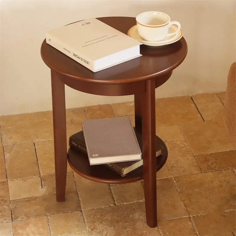 2-Tier End Table Wooden Side Table - 15.35D x 15.35W x 19.69H