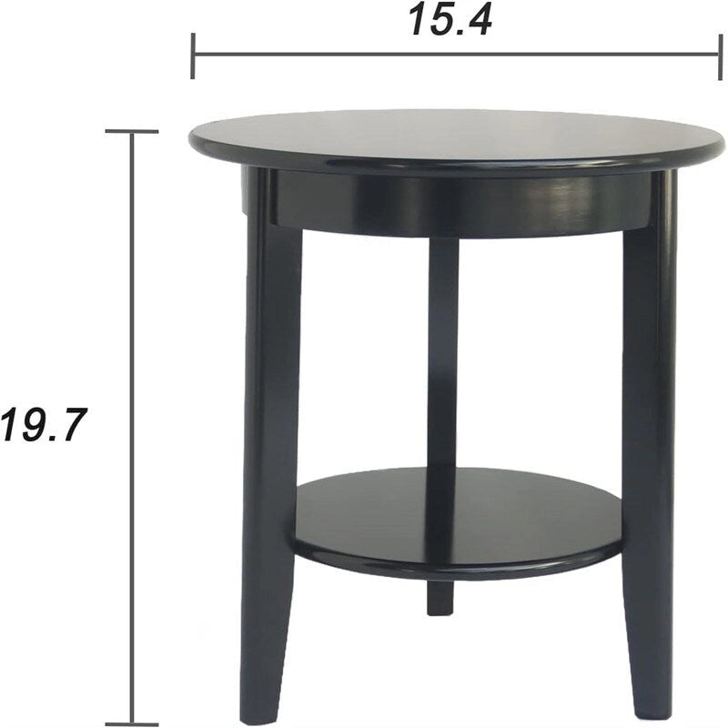 2-Tier End Table Wooden Side Table - 15.35D x 15.35W x 19.69H