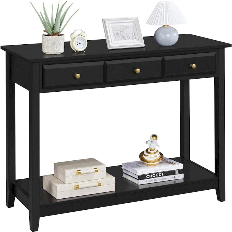 Yaheetech 3-Drawer Console Table with Storage Shelf