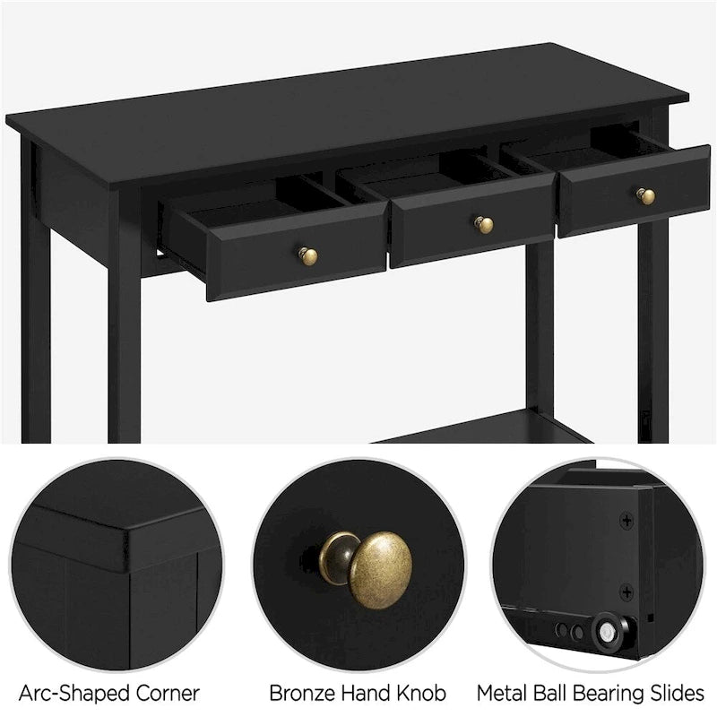 Yaheetech 3-Drawer Console Table with Storage Shelf