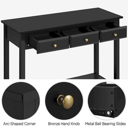 Yaheetech 3-Drawer Console Table with Storage Shelf