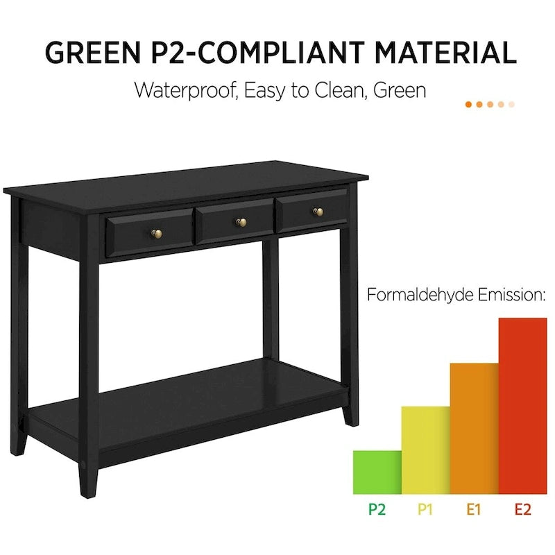 Yaheetech 3-Drawer Console Table with Storage Shelf