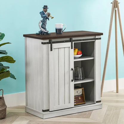 32 in. Sliding Barn Door Accent Cabinet Storage - 32 in Width