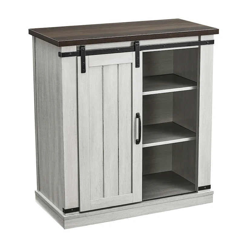 32 in. Sliding Barn Door Accent Cabinet Storage - 32 in Width