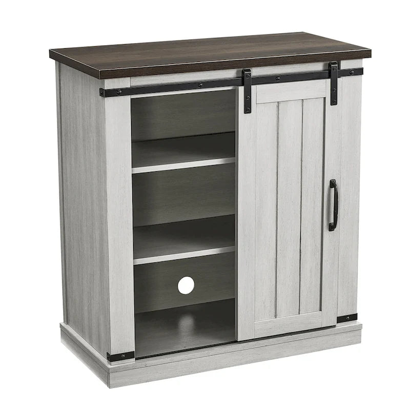 32 in. Sliding Barn Door Accent Cabinet Storage - 32 in Width