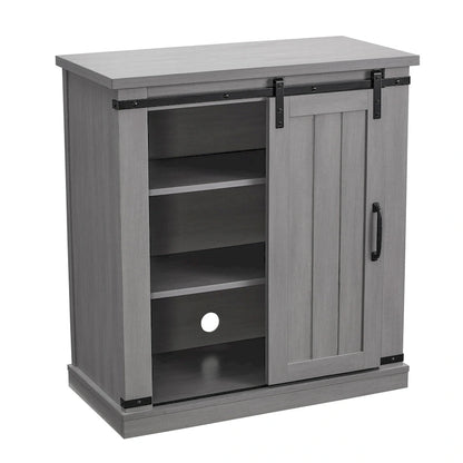 32 in. Sliding Barn Door Accent Cabinet Storage - 32 in Width