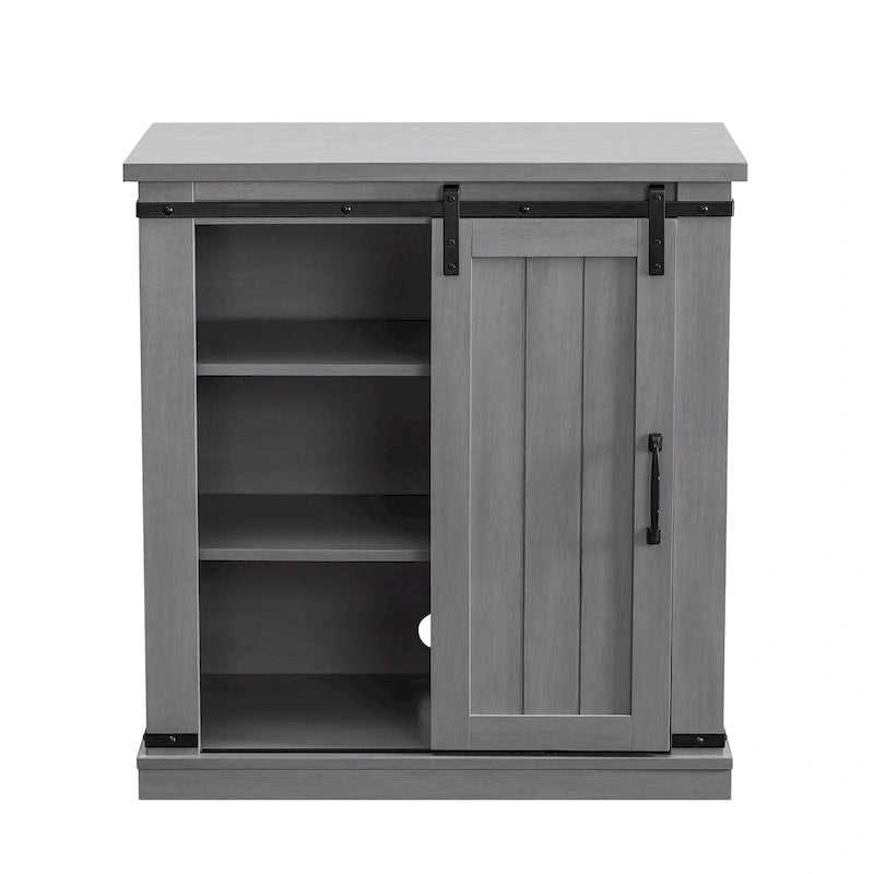 32 in. Sliding Barn Door Accent Cabinet Storage - 32 in Width
