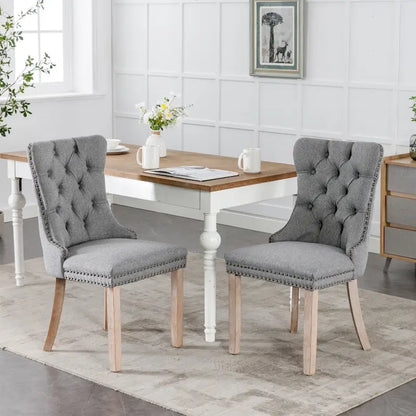 Set of 2 Modern High-End Tufted Solid Wood Upholstered Dining Chair with Nailhead Trim