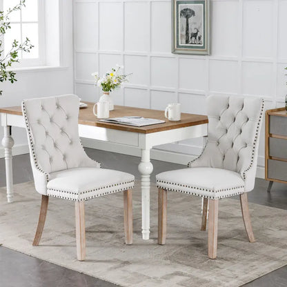 Set of 2 Modern High-End Tufted Solid Wood Upholstered Dining Chair with Nailhead Trim