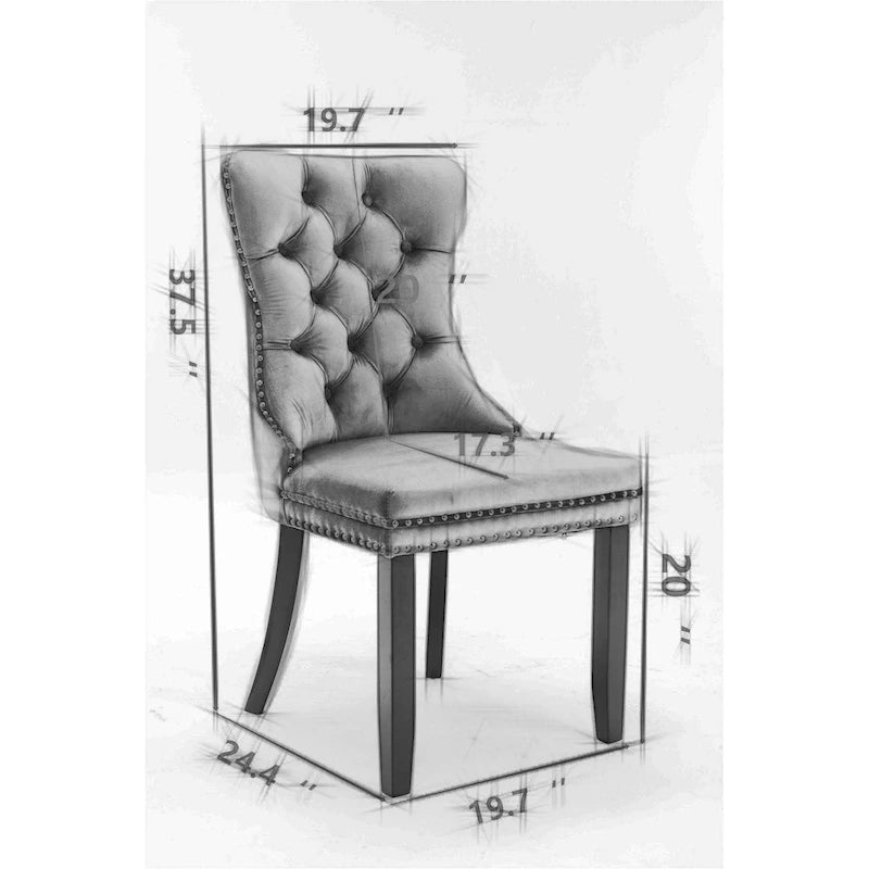 Set of 2 Modern High-End Tufted Solid Wood Upholstered Dining Chair with Nailhead Trim