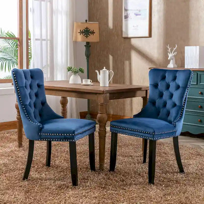 Set of 2 Modern High-End Tufted Solid Wood Upholstered Dining Chair with Nailhead Trim