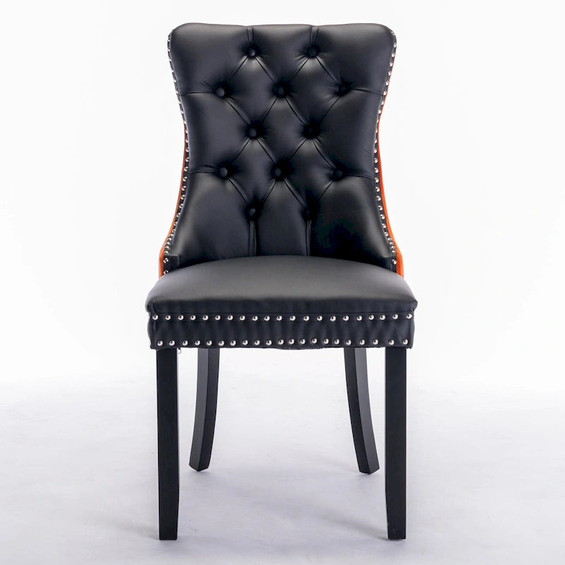 Set of 2 Modern High-End Tufted Solid Wood Upholstered Dining Chair with Nailhead Trim