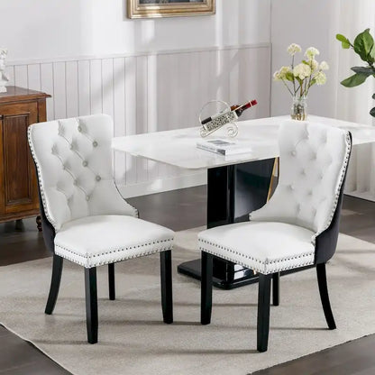High-end Tufted Upholstered Nailhead Trim Dining Chair, Set of 2