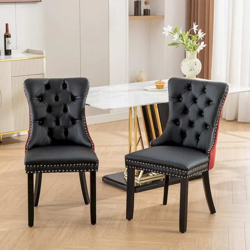 High-end Tufted Upholstered Nailhead Trim Dining Chair, Set of 2