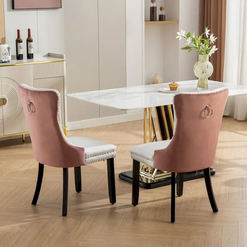 High-end Tufted Upholstered Nailhead Trim Dining Chair, Set of 2