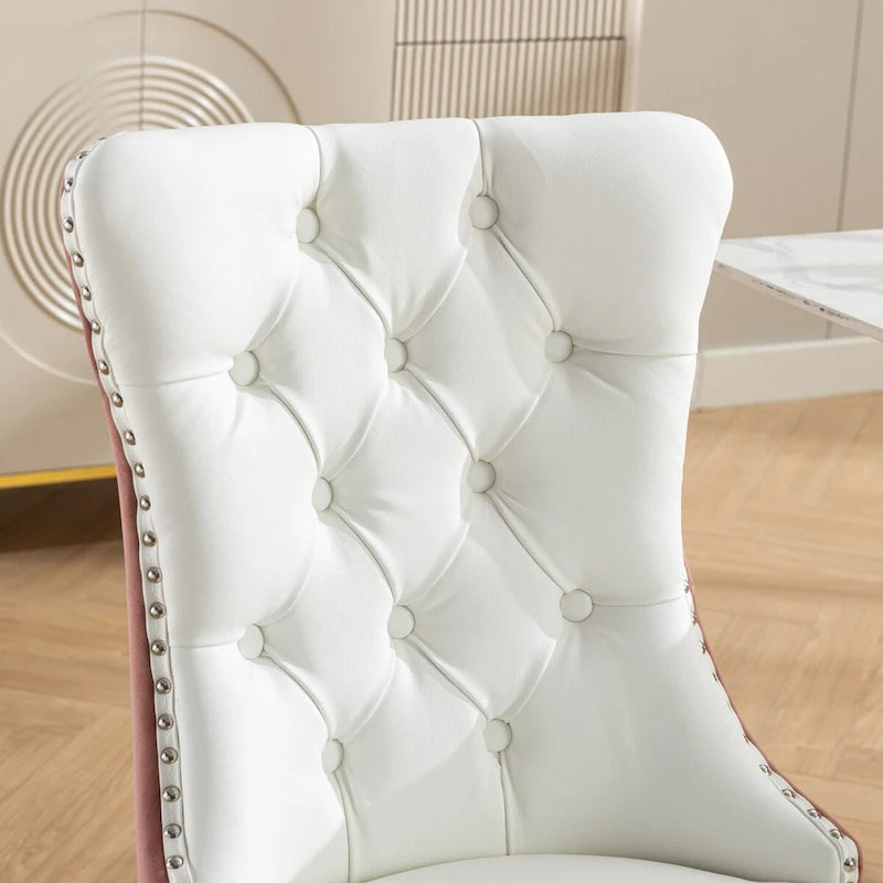 High-end Tufted Upholstered Nailhead Trim Dining Chair, Set of 2