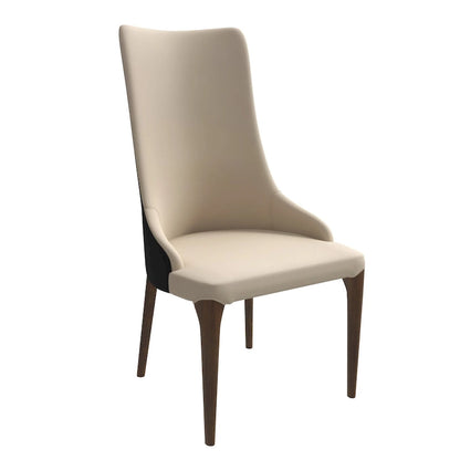 High-Back Dining Chair Upholstered in Leather with Ash Wood Legs Elm Collection