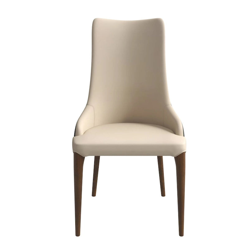 High-Back Dining Chair Upholstered in Leather with Ash Wood Legs Elm Collection