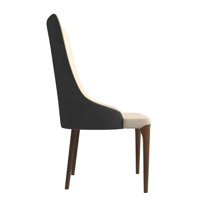 High-Back Dining Chair Upholstered in Leather with Ash Wood Legs Elm Collection