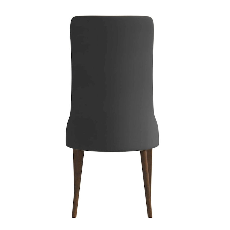 High-Back Dining Chair Upholstered in Leather with Ash Wood Legs Elm Collection