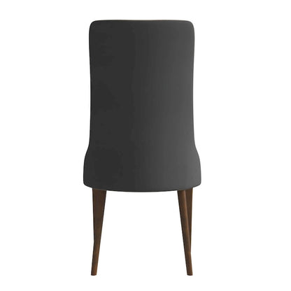High-Back Dining Chair Upholstered in Leather with Ash Wood Legs Elm Collection
