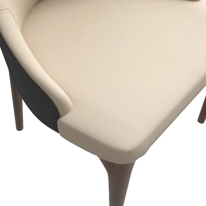High-Back Dining Chair Upholstered in Leather with Ash Wood Legs Elm Collection