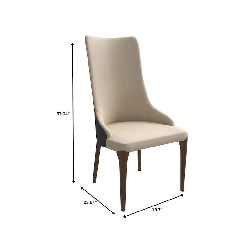 High-Back Dining Chair Upholstered in Leather with Ash Wood Legs Elm Collection